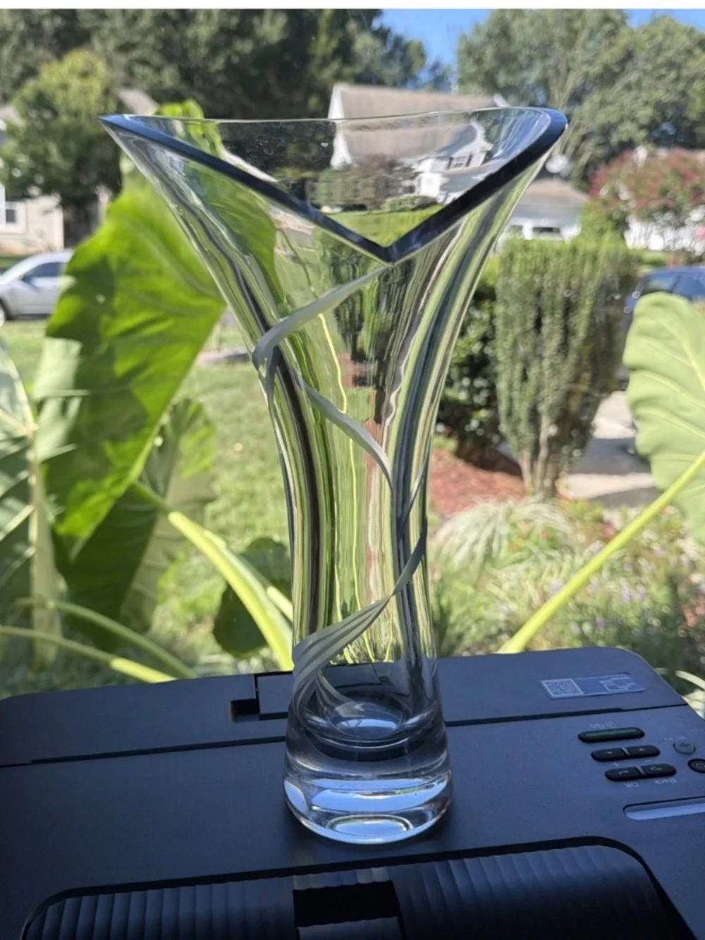 Vintage Mikasa curtain Call Lead Crystal 11” Flared Trumpet Vase Germany
